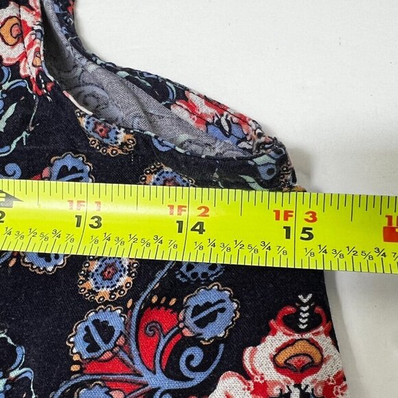 Vintage Mudd Open Back Crop Top Lace Hem Navy Boho Print 90s Y2K Size XS - Picture 7 of 8